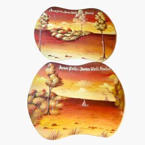 Jean Fritz Guillot Seascape Painting Tropical Landscape Placemat Wall Art Set